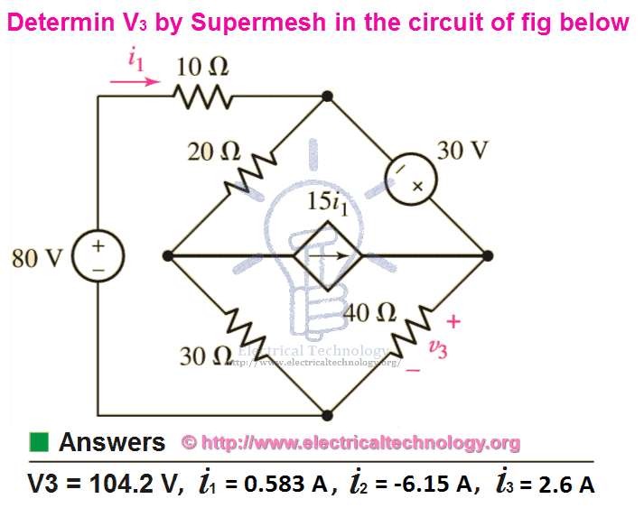 Supermesh circuit analysis | step by step with solved 