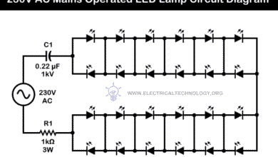 AC Mains Operated LED Night Lamp Circuit Diagram