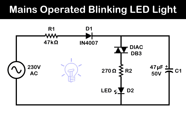 230V Mains Operated Blinking LED Circuit