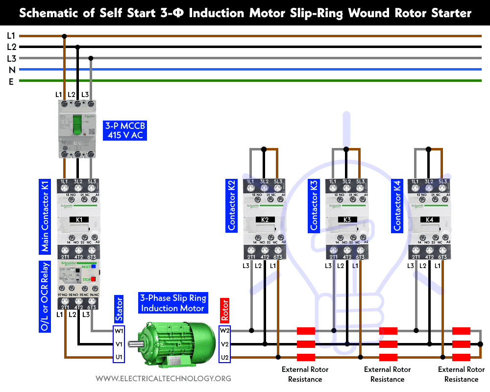 Self Start 3-Φ Induction Motor Slip-Ring Wound Rotor Starter