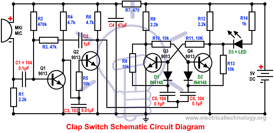 Two Clap ON - Clap OFF Circuits - 555 IC