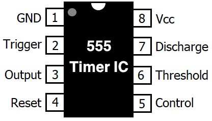 555 Timer IC Pin Diagram