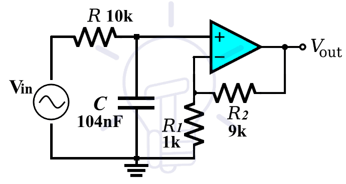 Non Inverting Low Pass Filter with Amplification Example