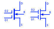 Dual Gate Depletion Type MOSFET Symbol