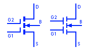 Dual Gate Enhancement Type MOSFET Symbol