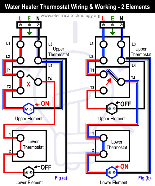 How to Wire 120V Water Heater Thermostat - Non-Simultaneous?