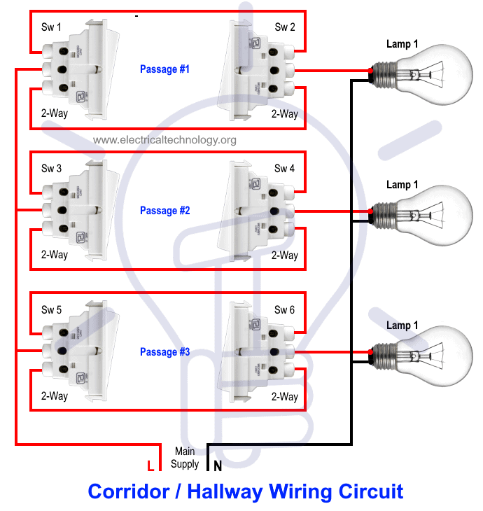 Corridor Wiring Circuit Hallway Wiring Using Spdt Switches