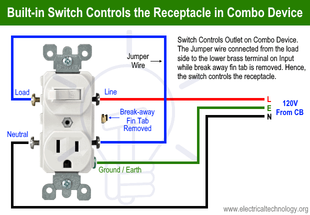 How To Wire Combo Switch, Light Switch Receptacle Wiring Diagram