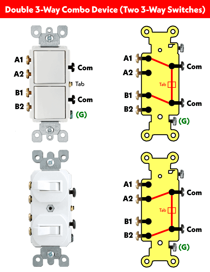 Double 3-Way Combo Device (Two 3-Way Switches)