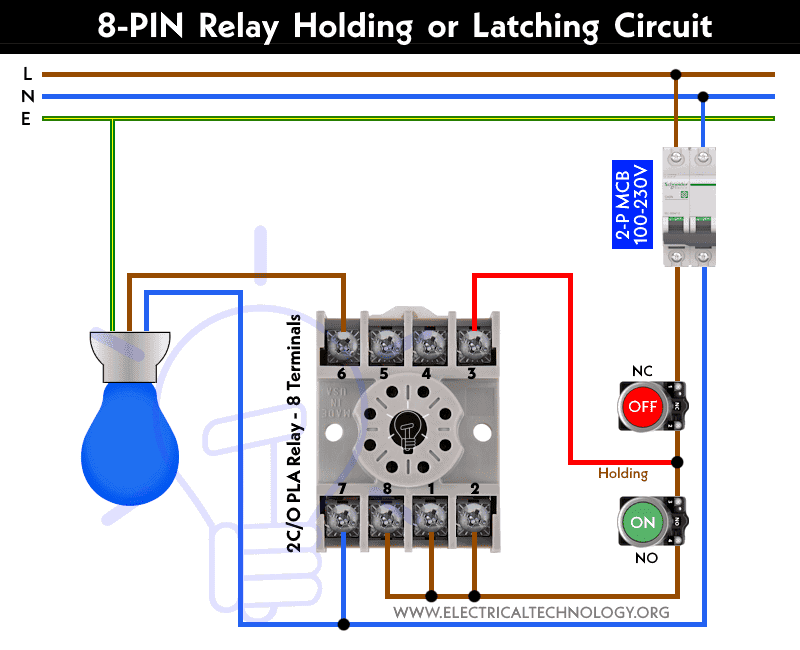 8-PIN Relay Holding or Latching Circuit