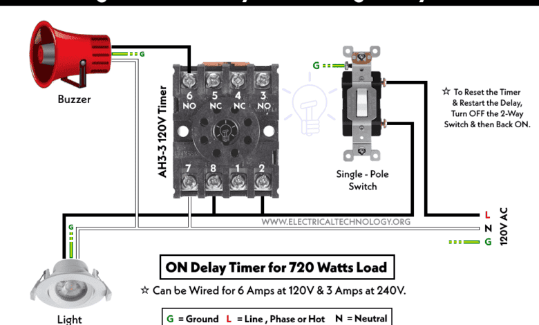 Wiring AH3 ON-Delay Timer using 2-Way Switch