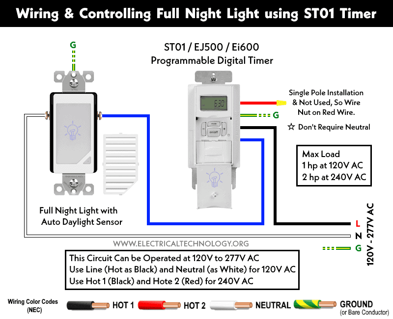Wiring and Controlling Full Night Light using ST01 Timer