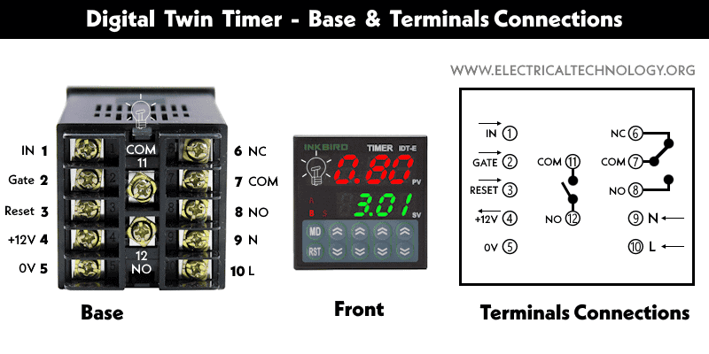 Digital Twin Timer - Base & Terminal Connections