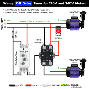 Wiring Multifunction ON-OFF Delay Timer for 120V-240V Motors