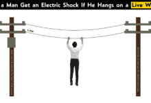 Will a Man Get an Electric Shock If He Hangs on a Live Wire