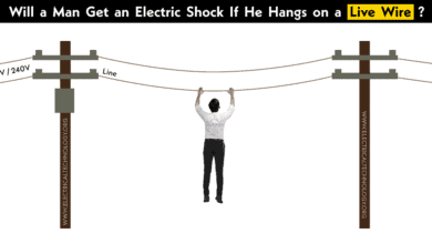 Will a Man Get an Electric Shock If He Hangs on a Live Wire