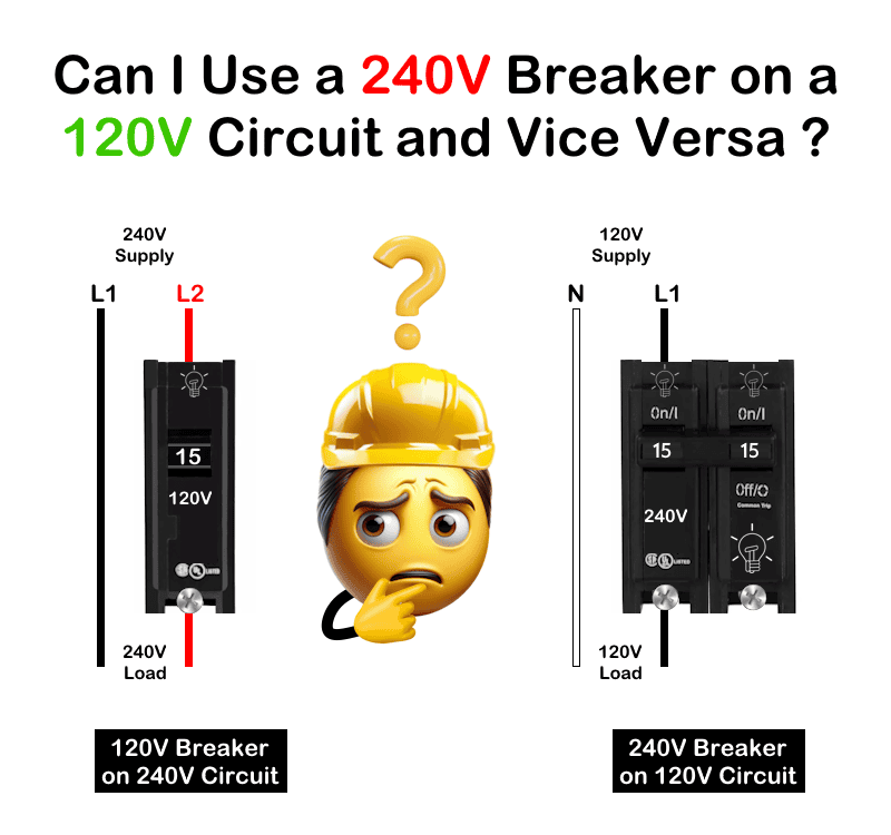 Use 240V Breaker on 120V Circuit, or 120V Breaker on 240V Circuit