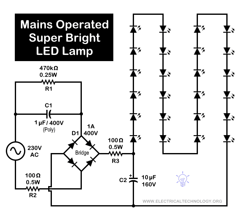 Mains Operated Super Bright LED Lamp