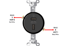 Terminals of 20A - 250V, NEMA 2-20 Non-Grounding Receptacle