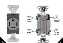 Terminals of NEMA 14-20, 20A, 125-250V Receptacle