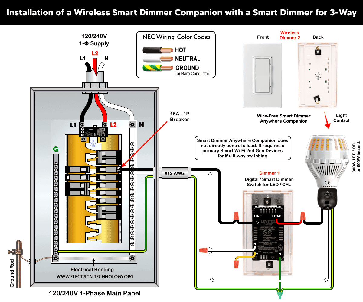 Installation of a Wire-Free Smart Dimmer Companion with a Smart Dimmer for 3-Way