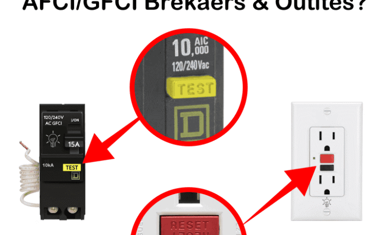 Test and Reset Buttons on GFCI Breakers and GFCI Outlets Receptacles