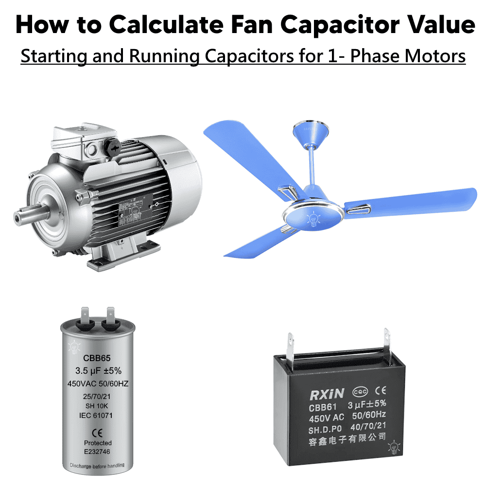 Calculate Fan Capacitor Value - Starting and Running Capacitors for Single Phase Motors