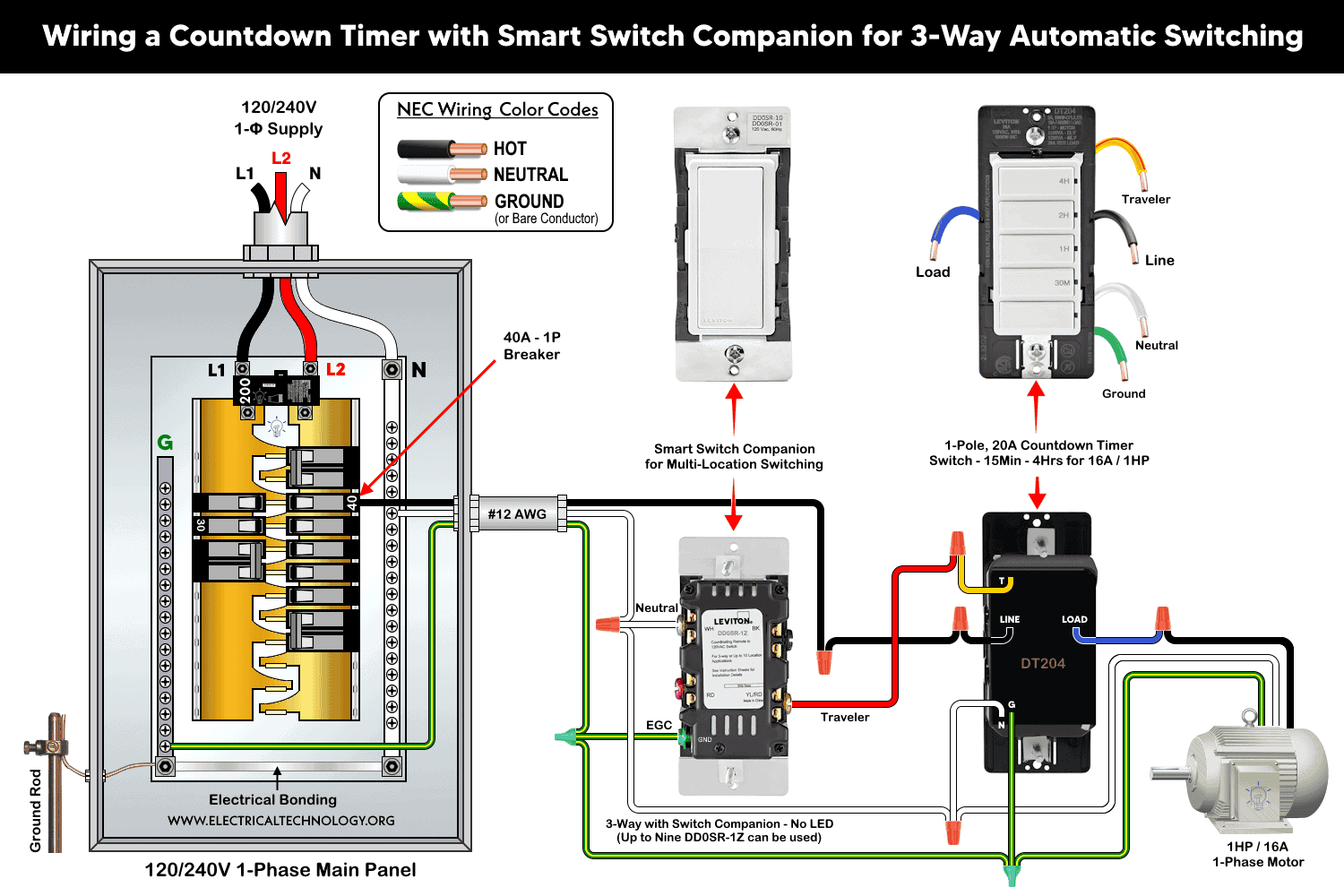 Wiring a Countdown Timer with Smart Switch Companion for 3-Way Automatic Switching