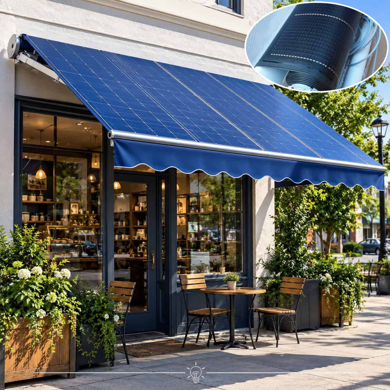 solar powered awning for store fronts